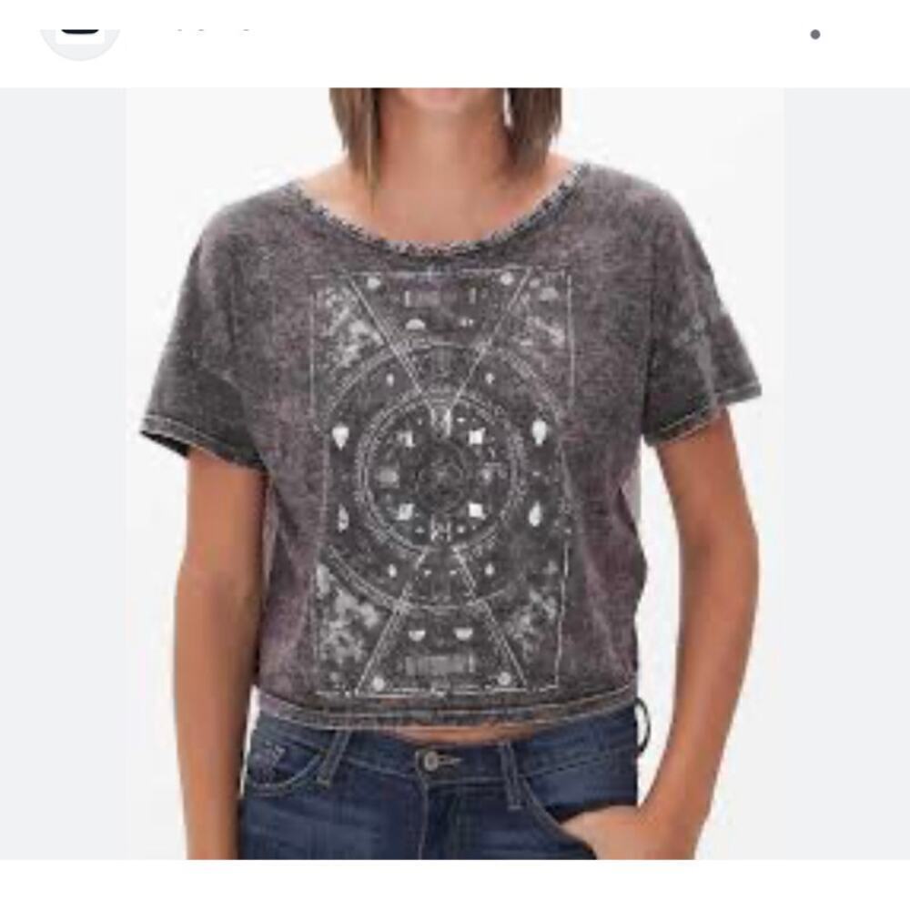 Daytrip Buckle Celestial Crop tshirt Burnout Grey Size Small